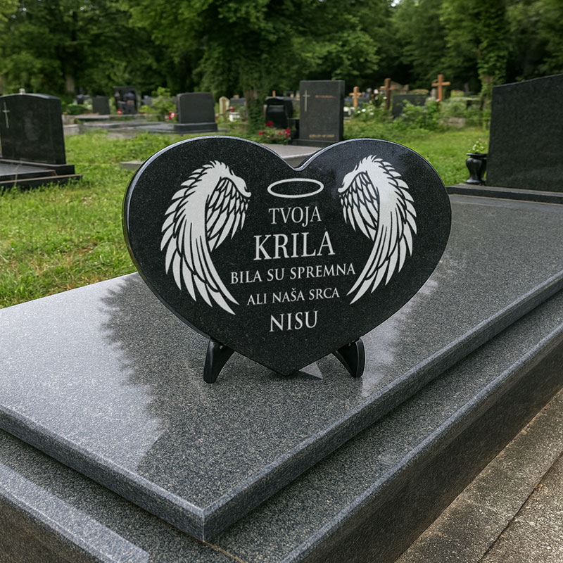 Granitni nadgrobni spomenik u obliku srca - Slika 2